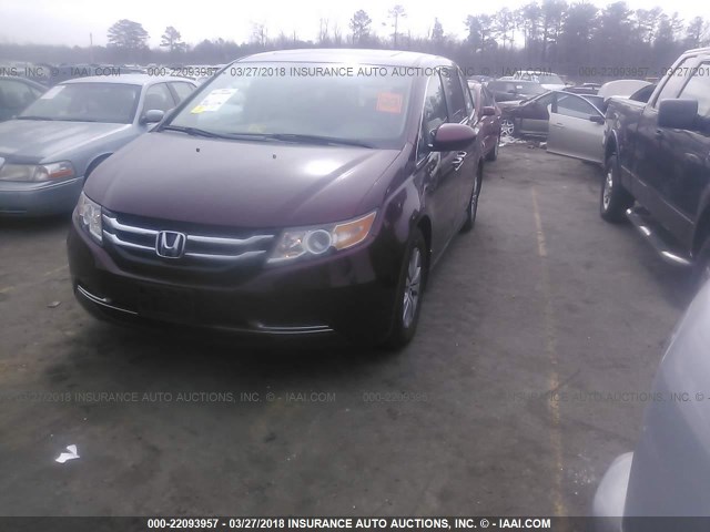 5FNRL5H62HB021160 - 2017 HONDA ODYSSEY EXL მუქწითელი ფოტო 2