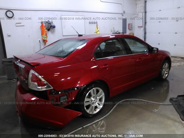 3FAHP02138R240617 - 2008 FORD FUSION SEL RED photo 4