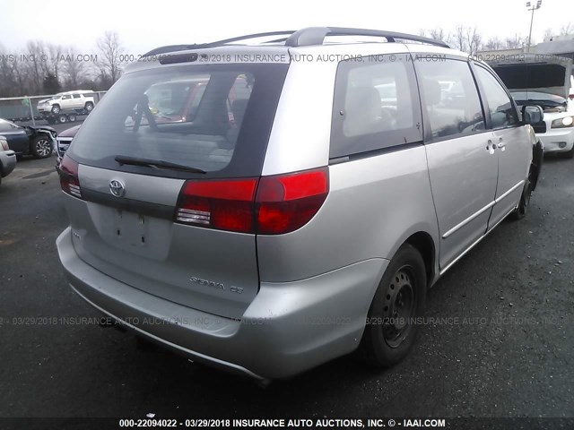 5TDZA23C65S226795 - 2005 TOYOTA SIENNA CE/LE SILVER photo 4