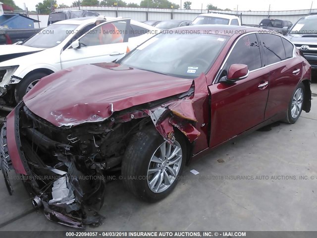 JN1BV7AP2EM678234 - 2014 INFINITI Q50 PREMIUM/SPORT MAROON photo 2