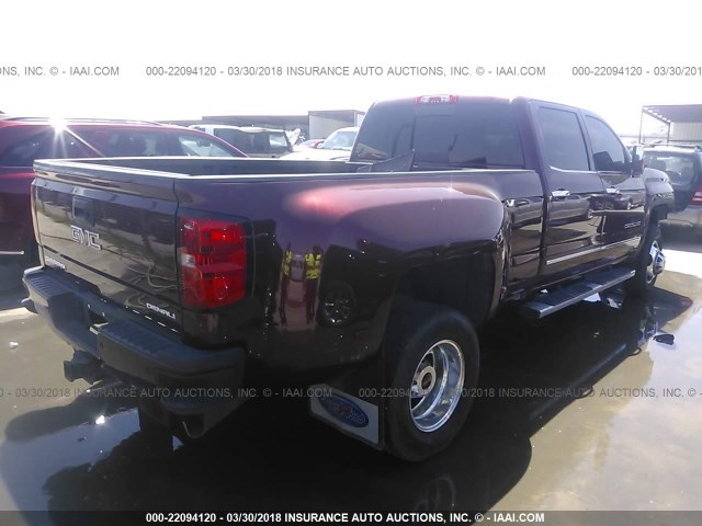 1GT42YE8XGF211254 - 2016 GMC SIERRA K3500 DENALI MAROON photo 4