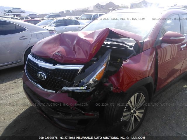 KNDPC3AC2F7743159 - 2015 KIA SPORTAGE EX RED photo 6