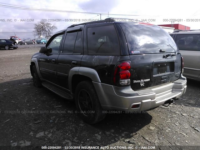 1GNDT13S122313049 - 2002 CHEVROLET TRAILBLAZER  BLACK photo 3