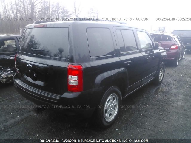 1C4NJRBB9ED504522 - 2014 JEEP PATRIOT SPORT BLACK photo 4