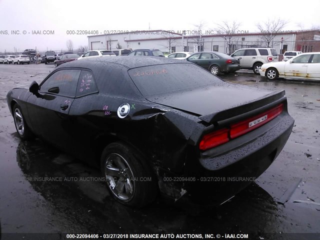 2C3CDYAG3CH121329 - 2012 DODGE CHALLENGER SXT BLACK photo 3