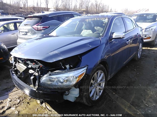 1G11H5SL6EF259381 - 2014 CHEVROLET MALIBU LTZ ლურჯი ფოტო 2