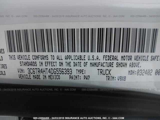 3C6TR4HT4DG556393 - 2013 RAM 2500 ST WHITE photo 9