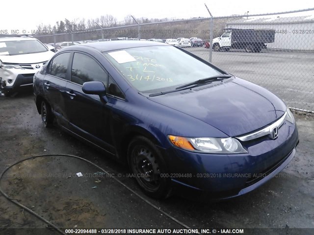 1HGFA155X6L082104 - 2006 HONDA CIVIC LX BLUE photo 1