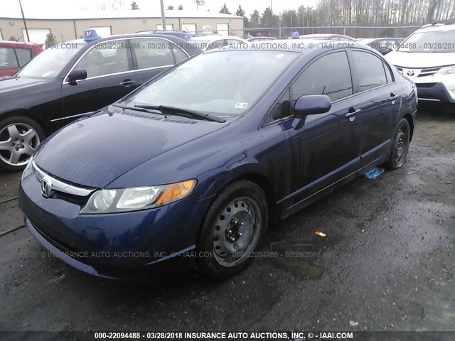 1HGFA155X6L082104 - 2006 HONDA CIVIC LX BLUE photo 2