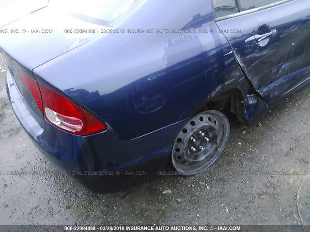 1HGFA155X6L082104 - 2006 HONDA CIVIC LX BLUE photo 6