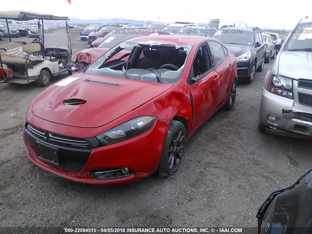 1C3CDFGB2GD820065 - 2016 DODGE DART GT SPORT RED photo 2