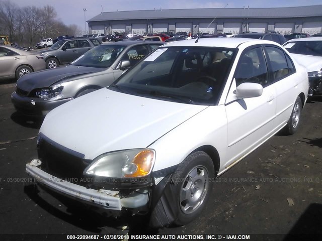 JHMES96683S021833 - 2003 HONDA CIVIC HYBRID WHITE photo 2