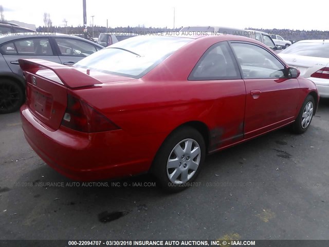 1HGEM22951L039640 - 2001 HONDA CIVIC SI/EX RED photo 4