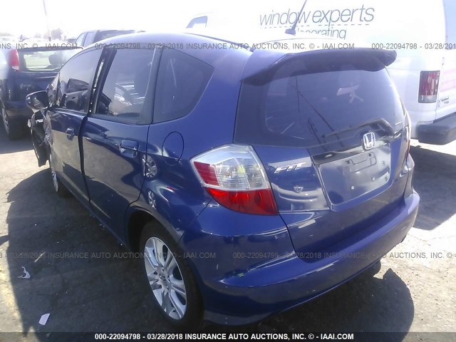 JHMGE8H52BC003982 - 2011 HONDA FIT SPORT BLUE photo 3
