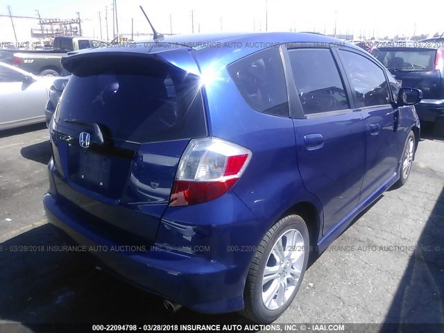 JHMGE8H52BC003982 - 2011 HONDA FIT SPORT BLUE photo 4