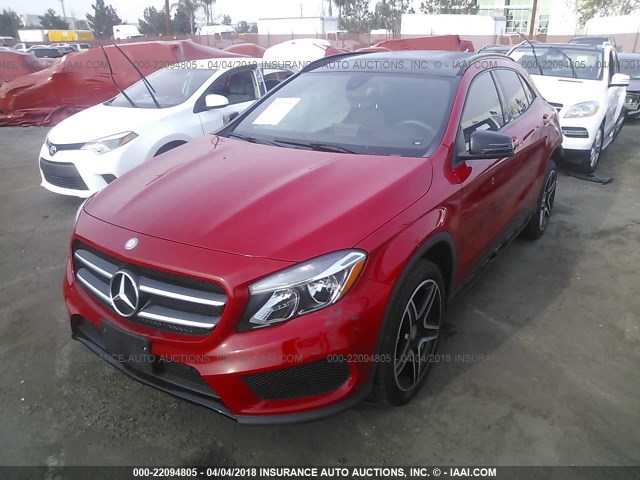 WDCTG4EB1GJ251179 - 2016 MERCEDES-BENZ GLA 250 RED photo 2