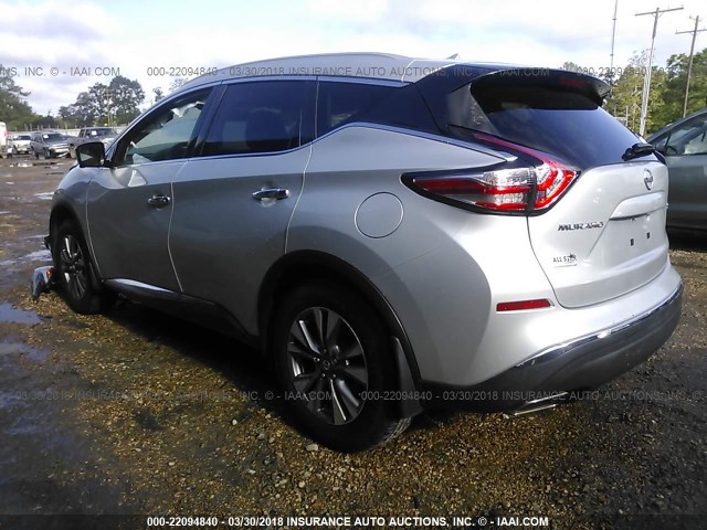 5N1AZ2MG4FN238373 - 2015 NISSAN MURANO S/SL/SV/PLATINUM SILVER photo 3