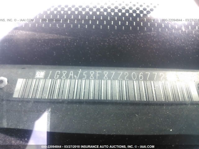 1G8AJ58F87Z206772 - 2007 SATURN ION LEVEL 2 Qara foto 9