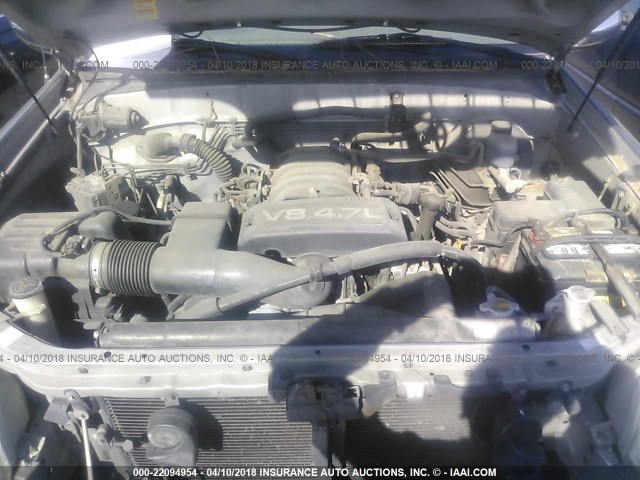 5TBRT34105S458394 - 2005 TOYOTA TUNDRA ACCESS CAB SR5 SILVER photo 10