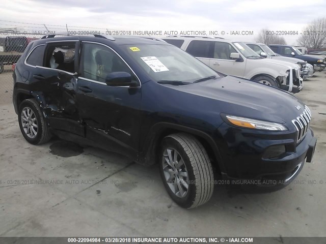 1C4PJMDB7JD522293 - 2018 JEEP CHEROKEE LIMITED BLUE photo 1