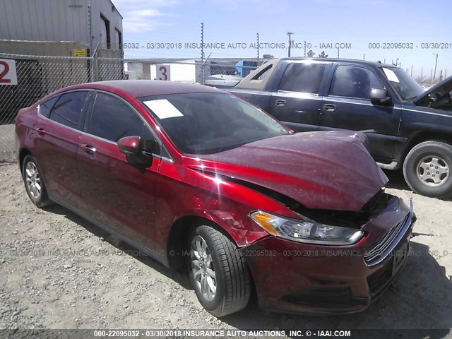 3FA6P0G76GR224284 - 2016 FORD FUSION S RED photo 1