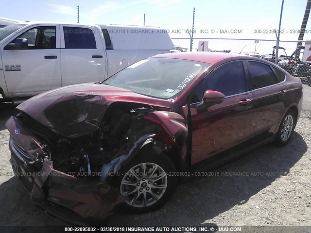 3FA6P0G76GR224284 - 2016 FORD FUSION S RED photo 2
