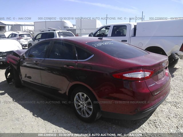 3FA6P0G76GR224284 - 2016 FORD FUSION S RED photo 3