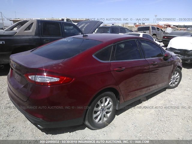 3FA6P0G76GR224284 - 2016 FORD FUSION S RED photo 4