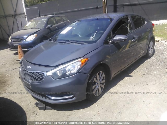 KNAFX4A66E5055009 - 2014 KIA FORTE LX GRAY photo 2