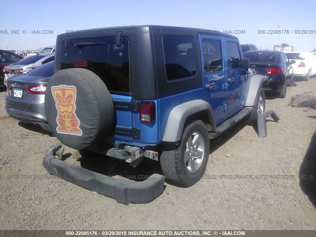 1J4BA3H15AL160924 - 2010 JEEP WRANGLER UNLIMITE SPORT BLUE photo 4