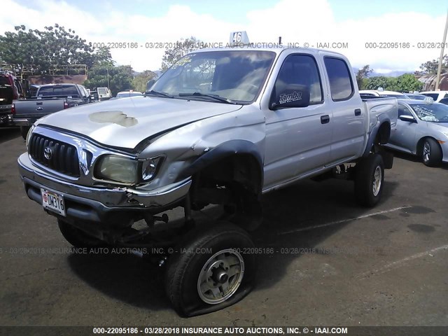 5TEHN72N13Z156073 - 2003 TOYOTA TACOMA DOUBLE CAB ვერცხლისფერი ფოტო 2