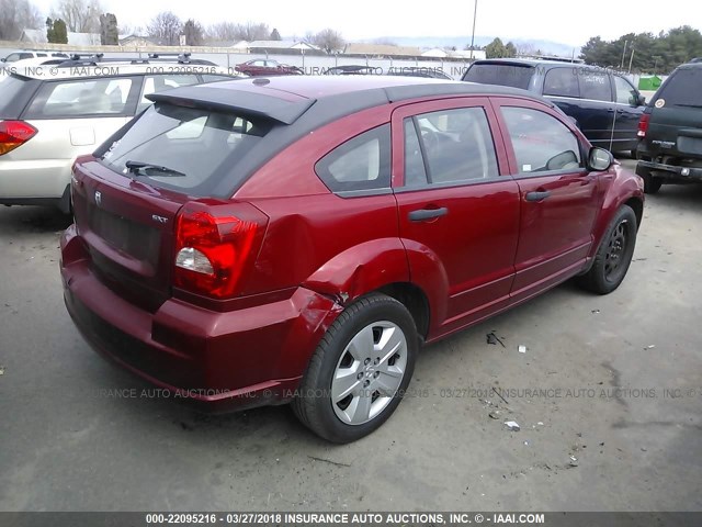 1B3HB48B67D566288 - 2007 DODGE CALIBER SXT RED photo 4