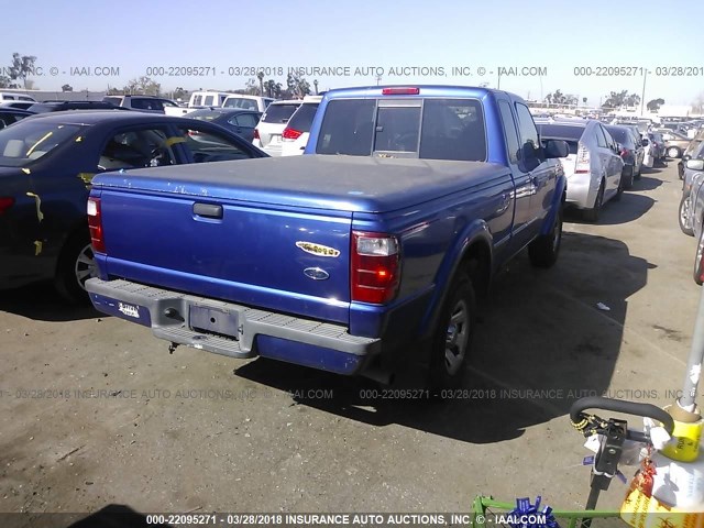 1FTYR14E73PB22595 - 2003 FORD RANGER SUPER CAB BLUE photo 4