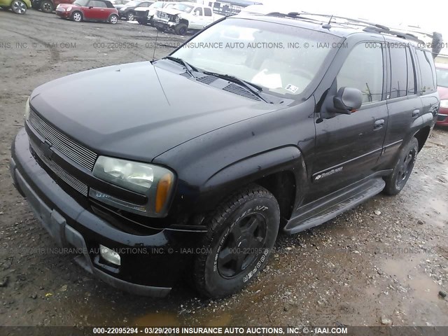 1GNDT13S142329903 - 2004 CHEVROLET TRAILBLAZER LS/LT BLACK photo 2