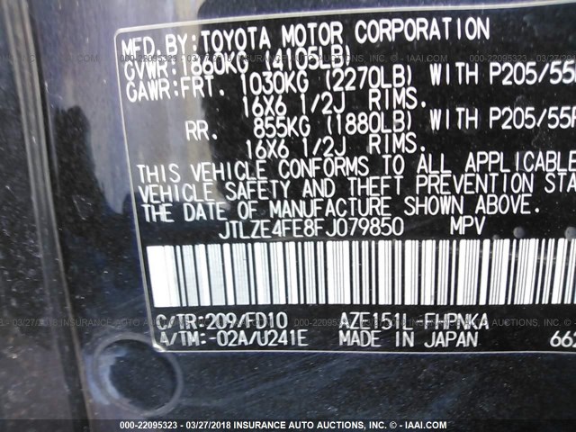 JTLZE4FE8FJ079850 - 2015 TOYOTA SCION XB BLACK photo 9