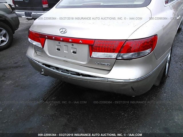 KMHFC46F37A180885 - 2007 HYUNDAI AZERA SE/LIMITED GOLD photo 6