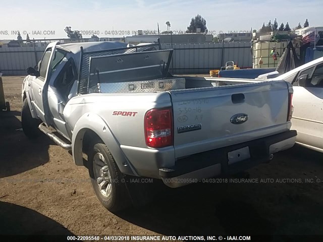 1FTYR14U57PA88668 - 2007 FORD RANGER SUPER CAB SILVER photo 3