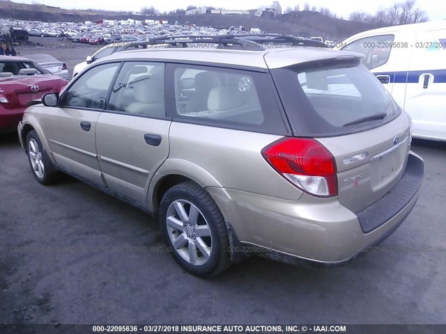 4S4BP61CX96316897 - 2009 SUBARU OUTBACK 2.5I TAN photo 3