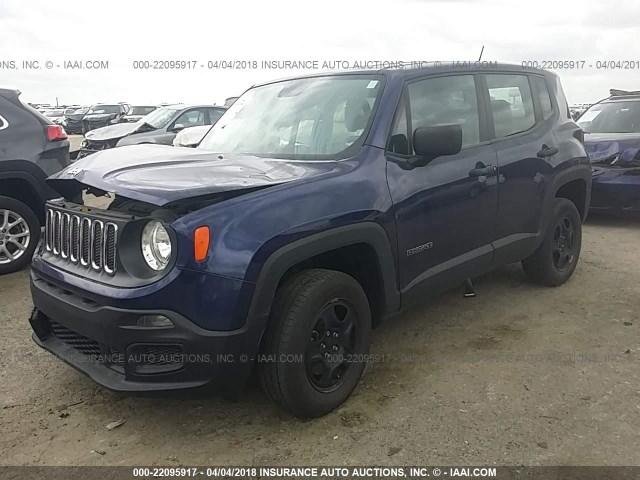 ZACCJBAW8GPD18140 - 2016 JEEP RENEGADE SPORT Կապույտ լուսանկար 2