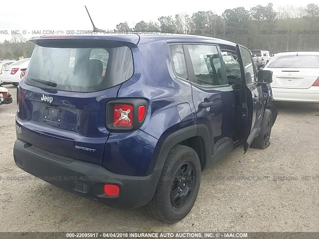 ZACCJBAW8GPD18140 - 2016 JEEP RENEGADE SPORT Կապույտ լուսանկար 4