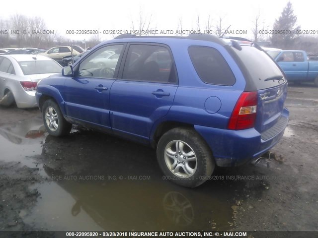 KNDJF723X87478805 - 2008 KIA SPORTAGE EX/LX BLUE photo 3