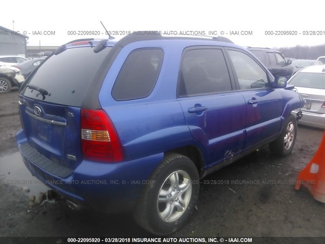 KNDJF723X87478805 - 2008 KIA SPORTAGE EX/LX BLUE photo 4