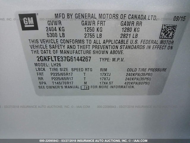 2GKFLTE37G6144267 - 2016 GMC TERRAIN SLE SILVER photo 9