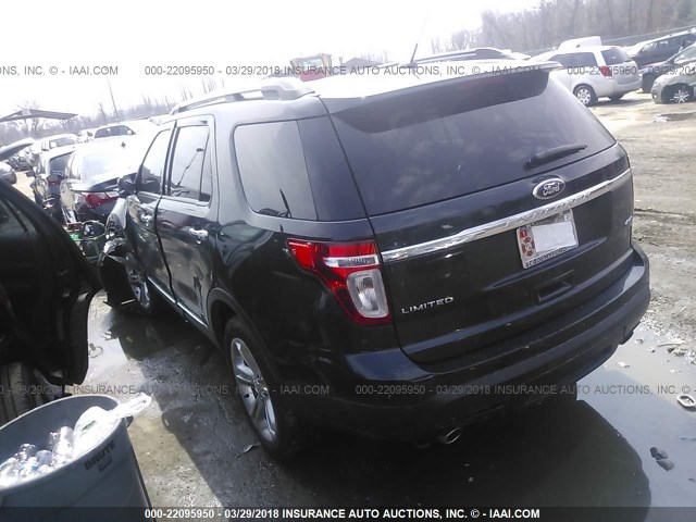 1FM5K8F82FGA24159 - 2015 FORD EXPLORER LIMITED BLACK photo 3