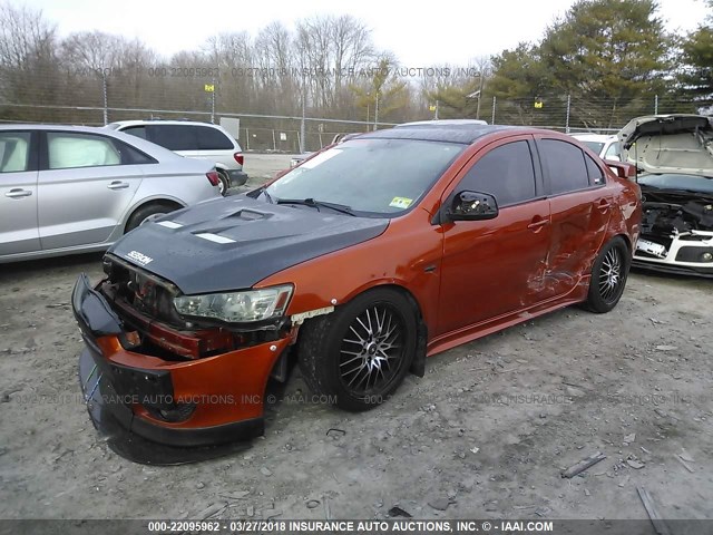 JA3AU86WX9U018304 - 2009 MITSUBISHI LANCER GTS ORANGE photo 2