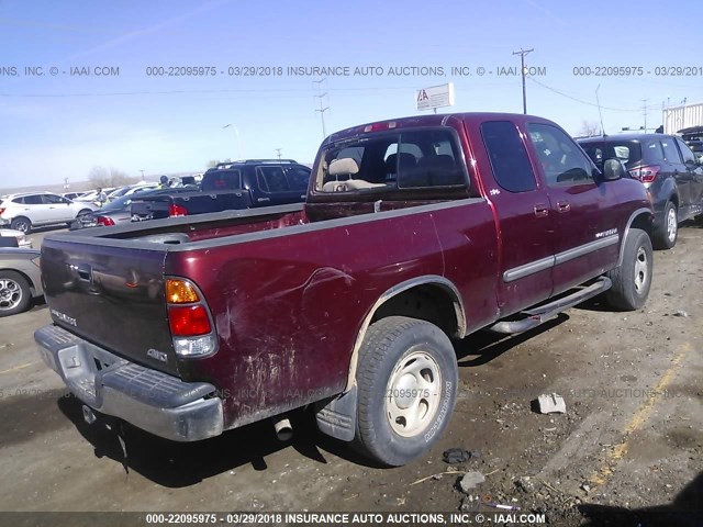 5TBBN44193S393463 - 2003 TOYOTA TUNDRA ACCESS CAB SR5 MAROON photo 4