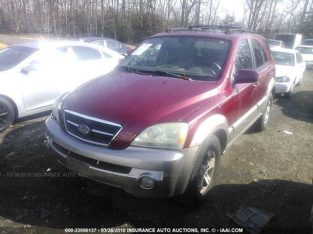 KNDJD733635093749 - 2003 KIA SORENTO EX/LX BURGUNDY photo 2