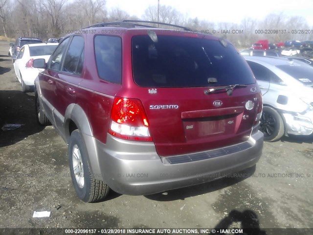 KNDJD733635093749 - 2003 KIA SORENTO EX/LX BURGUNDY photo 3