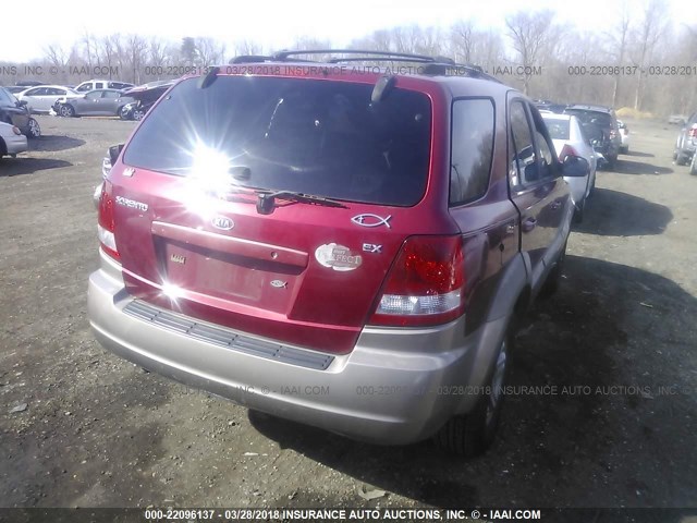 KNDJD733635093749 - 2003 KIA SORENTO EX/LX BURGUNDY photo 4