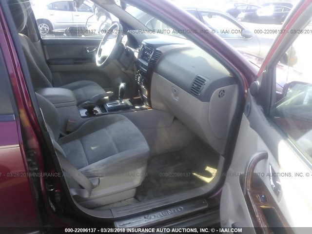 KNDJD733635093749 - 2003 KIA SORENTO EX/LX BURGUNDY photo 5